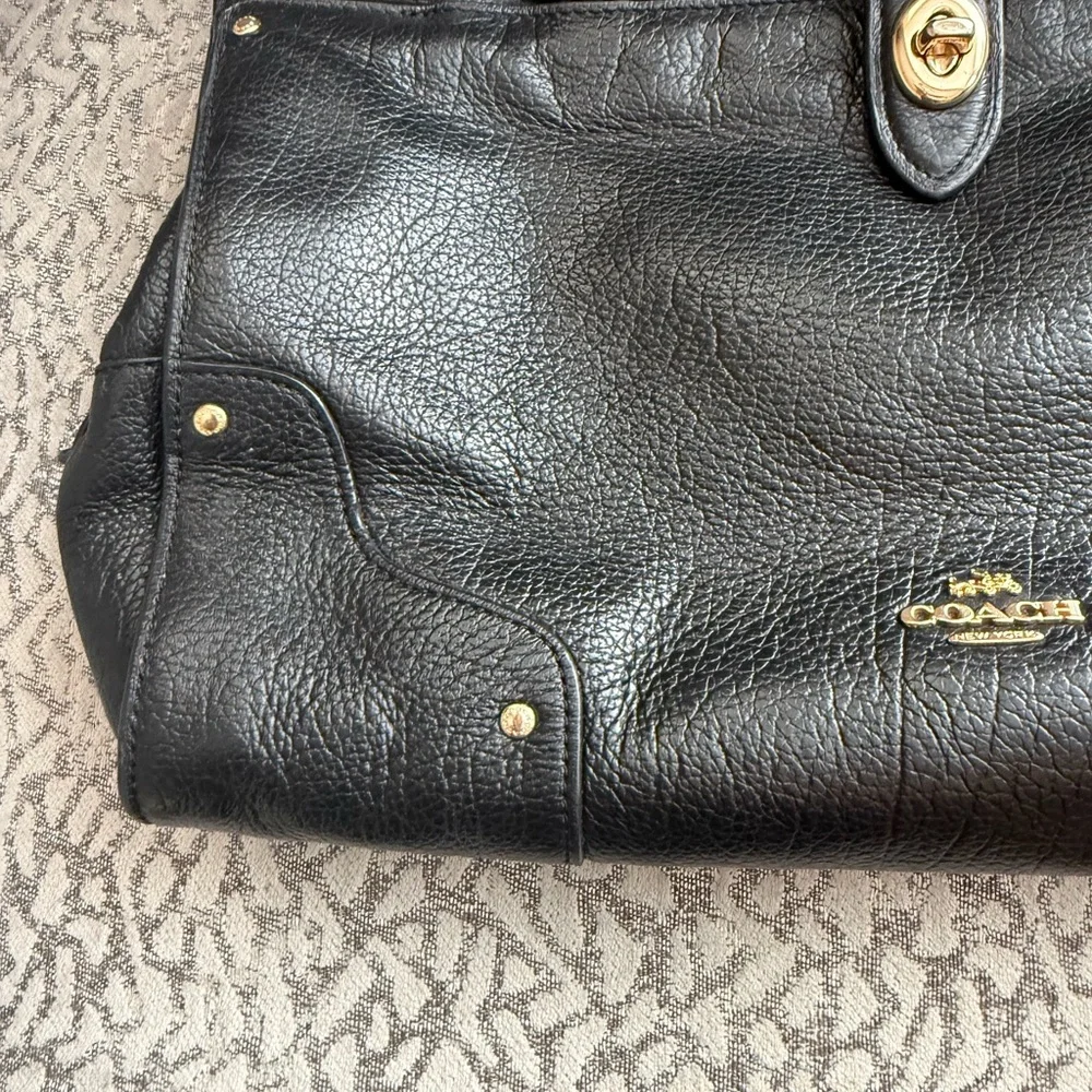 Coach Mercer 30 Satchel in Black Grain Leather with Gold Hardware